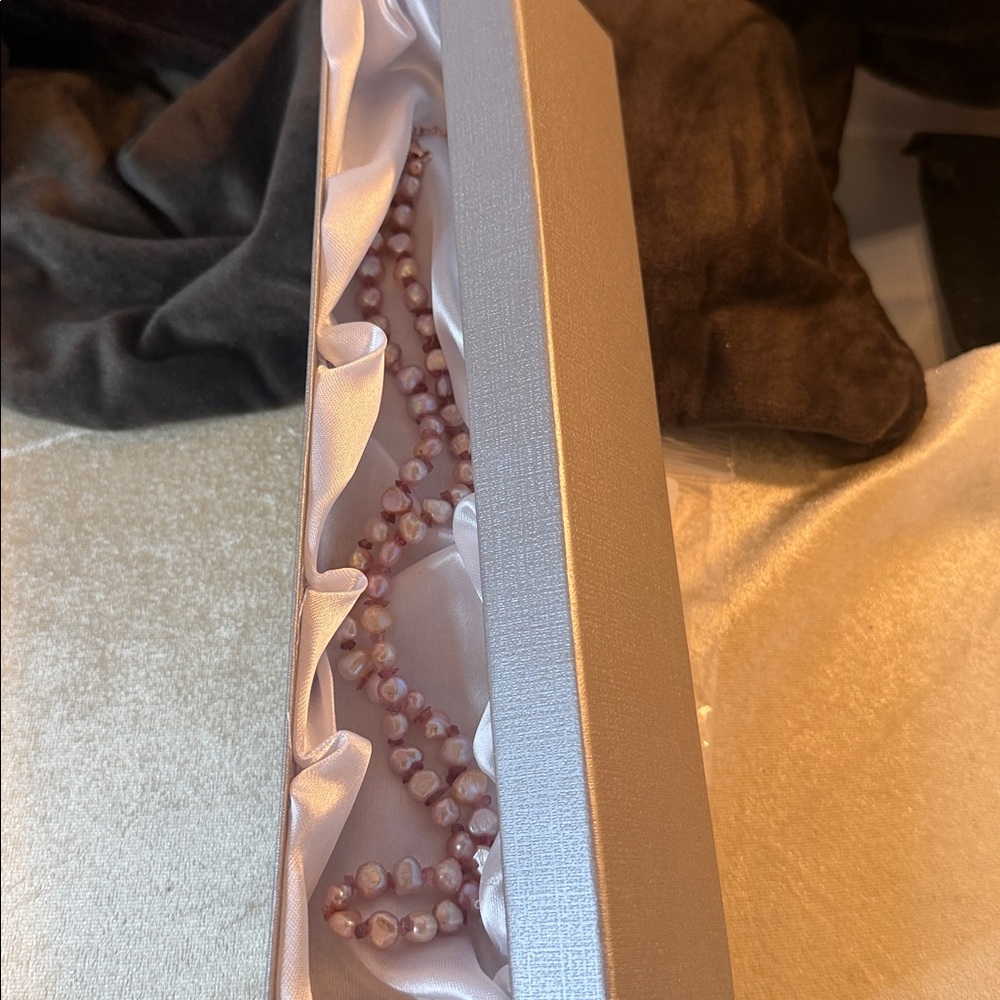 Gorgeous White Freshwater Pearl & Redondo Pink Tourmaline Necklace 18” RG/SS - Picture 7 of 8